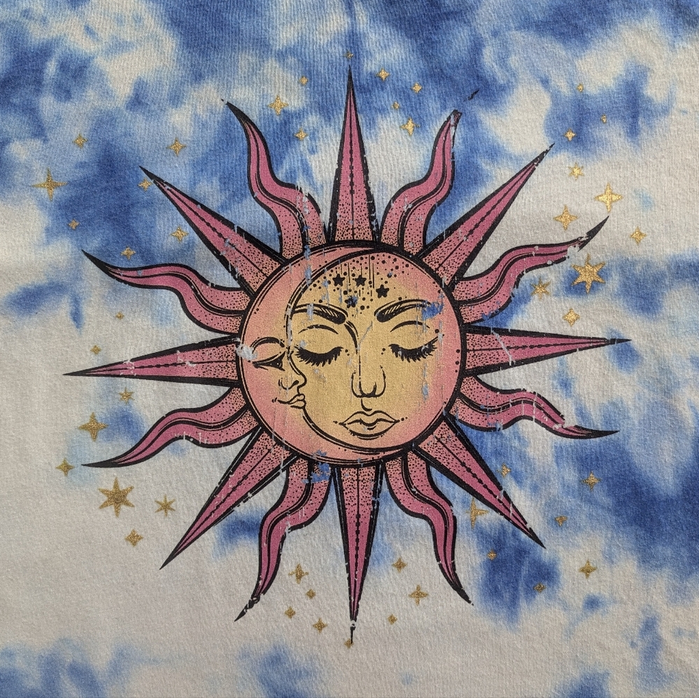Tie Dye Long Sleeve Sun And Moon Shirt. - Picture 2 of 6